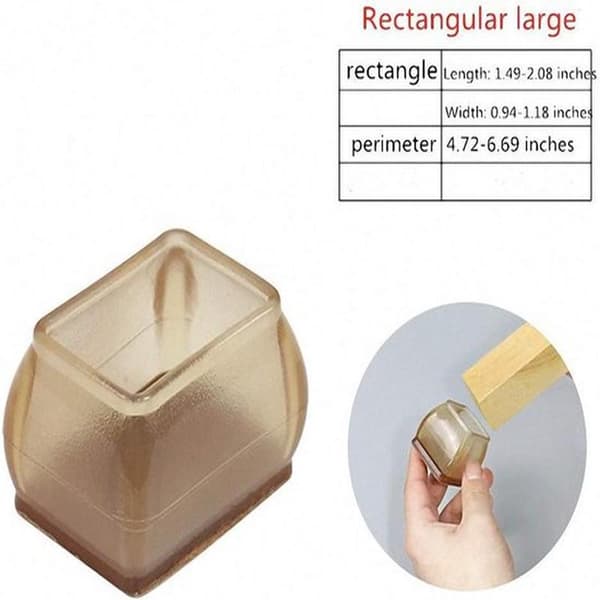 16-pack Rectangular Chair Leg Protectors with Felt Lining, Thermoplastic Rubber, Protects Against Scratches and Noise