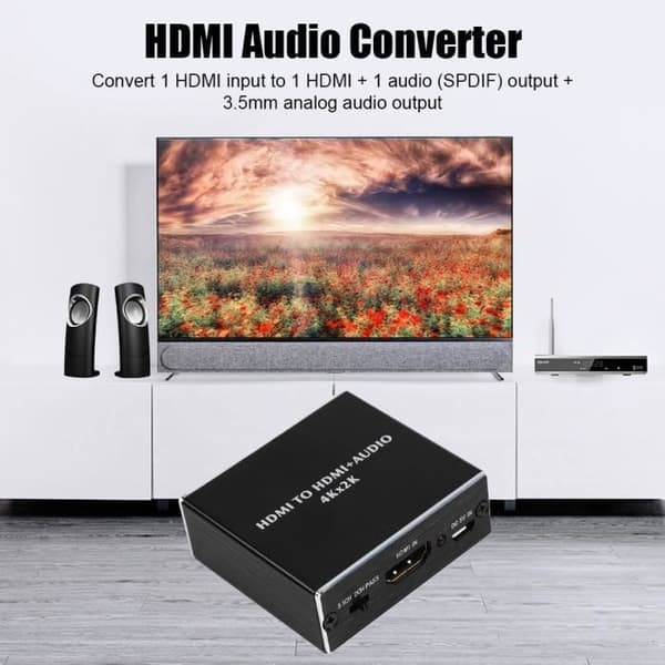 HDMI 4K * 2K Audio Splitter Extractor Converter til HDMI + SPDIF + 3.5mm Audio Output - HEN