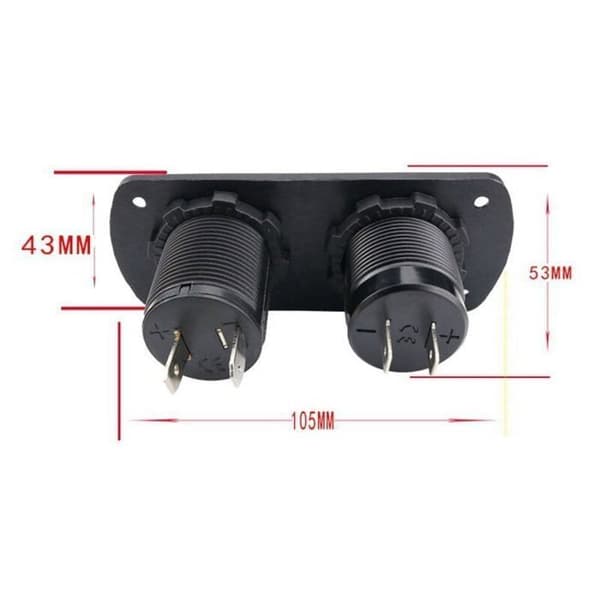 12-24V Dobbelt USB-stik med grøn LED-displayadapterpanelkontakt til båd og bil