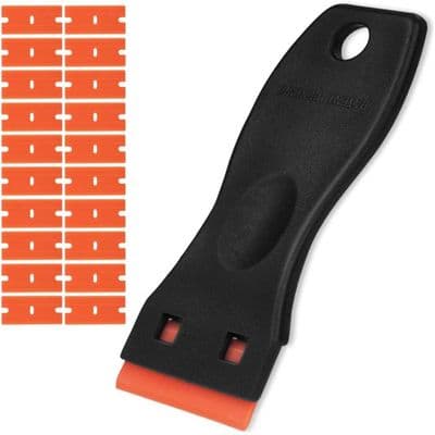 Fönsterskrapa Modell med 20 Ersättningsblad - Säker Plast - Ergonomisk - Blå