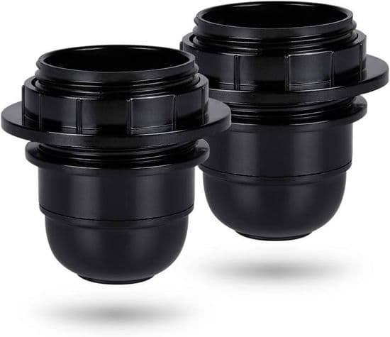 E27 Lamphållare Set om 2 - Svart - Plast - 60 Watt