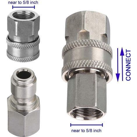 Højtryksrenser adaptersæt, lynkoblingssæt, hunfitting, rustfrit stål, 5000 PSI