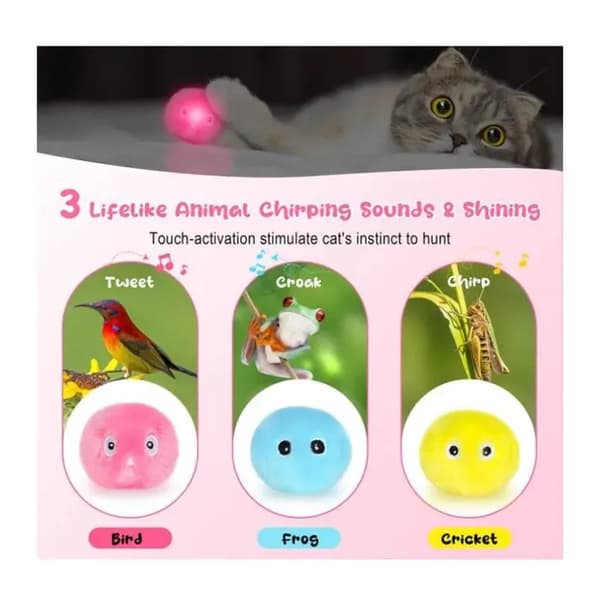 Katte legetøj - Ikke specificeret - Interaktiv bold - LED lys - Mint - 3 pak