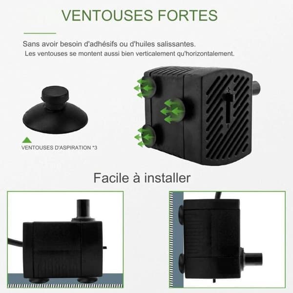 Mini vandpumpe 350 LH - Ultra Stille - 5 W - 15 m Kabel