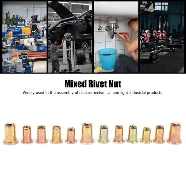 150-delars nitmutterset, galvaniserade nitinsatsmuttrar i kolstål 632 832 1024 1032 DIY