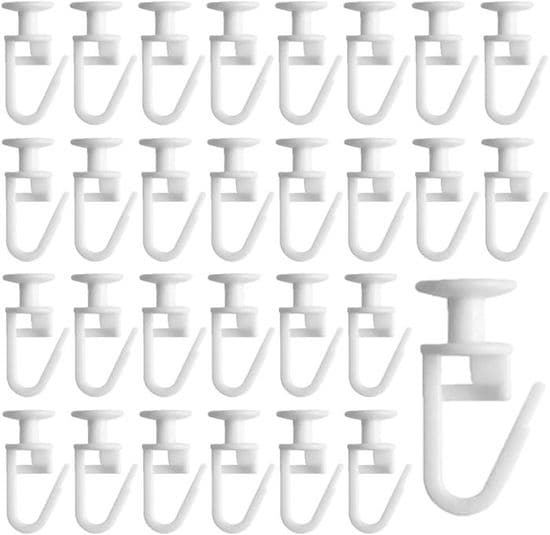 Glidende gardinkroge, 100 stk. - Plast - Hvid - Diameter 11 mm