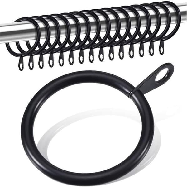 32 stykker robuste metalgardinringe, gardintilbehør, til bruse- og vinduesgardiner, stænger, indvendig diameter 38 mm - Sort