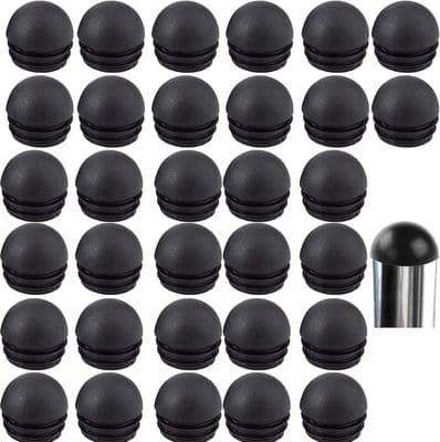 Runde stole-rør-endestykker - Sort gummi - 25 mm - Slidstærke