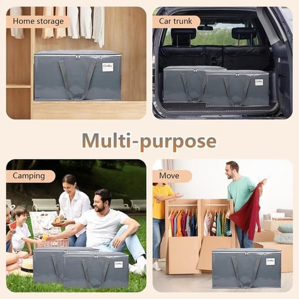Large Storage Bag - Moving Bags Set - Move Items - Waterproof Tear-Resistant - 90 Liters Four - Grey