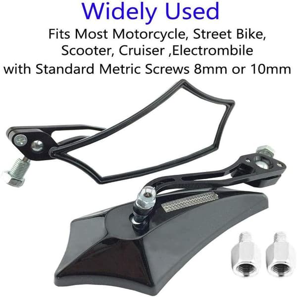 Passer til sort universal motorcykel 8 mm 10 mm bakspejl scooter ATV