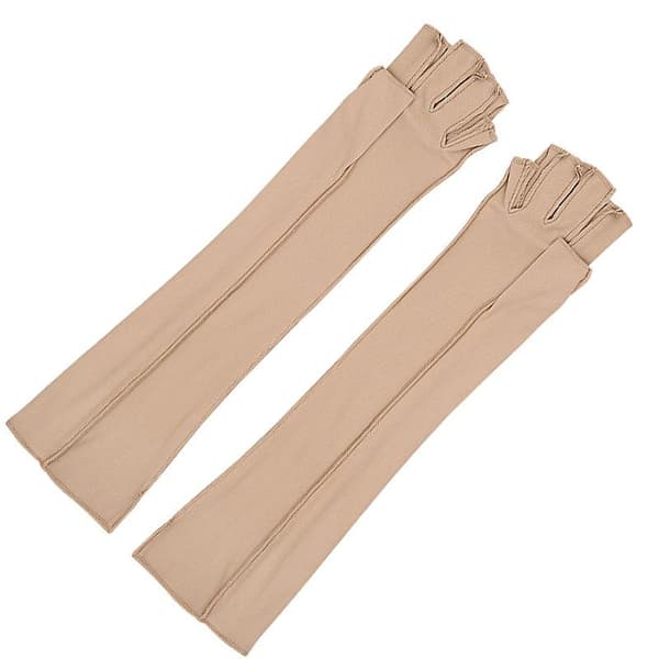 Long Compression Gloves with Half-Finger Design Yellow