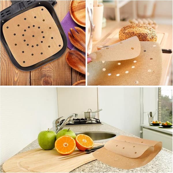 Airfryer bagepapir med huller - 200 stk. - bagepapir - Engangs Airfryer papir - AirFryer tilbehør - til bageform, ovn, m