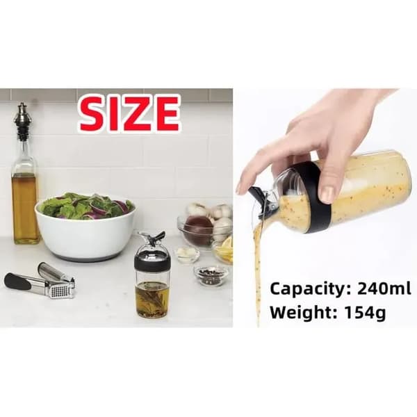 Salatdressing Shaker - 240ml - Sort - Rustfrit Stål - Sovseblander