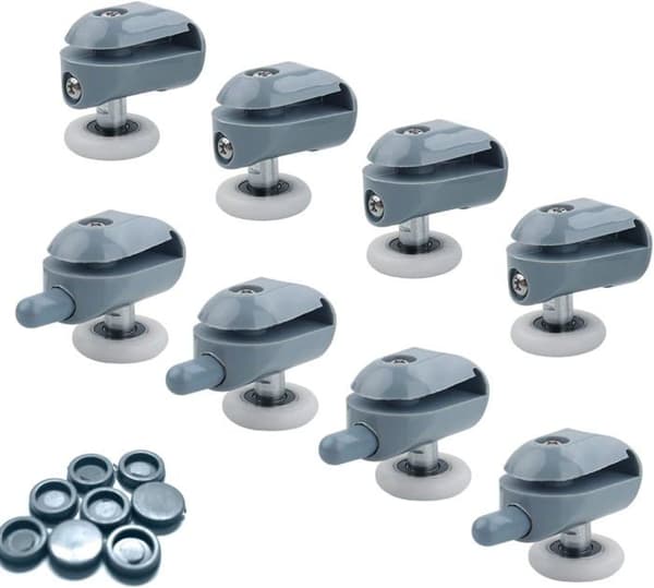 8-delade skjutbara duschdörrsrullar, 23 mm duschdörrsrullar, duschkabinsrullar