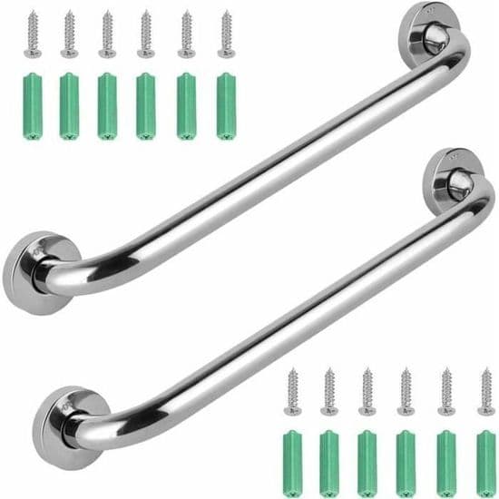 2 stk. robust gribestang i rustfrit stål til badekar, bruser, toilet, 30 cm