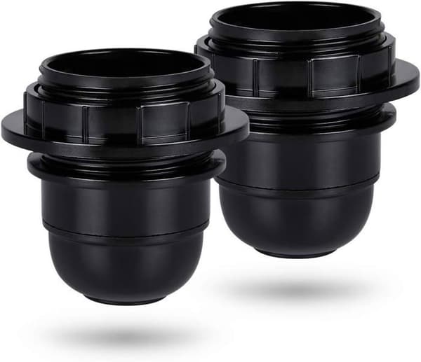 E27 Sokkel Sett med 2 - Svart - Plast - 60 Watt