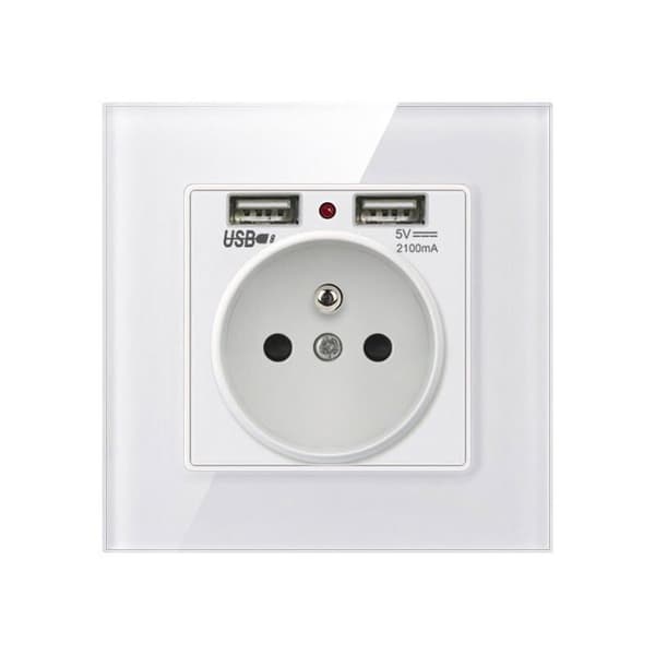 Väggkontakt med dubbel USB-laddare kompatibel med iPhone/Android (1 styck)