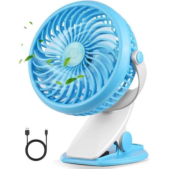 USB Genopladelig Clip-On Ventilator - 3 Hastigheder - 360° Justerbar - Stille
