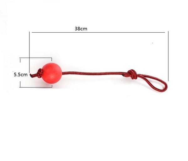 Hundleksaksboll med rep - Gummi - 3 delar - Röd