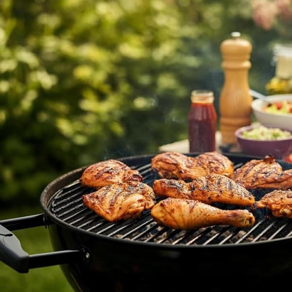 Rund grill - BBQ-grill - Utendørs matlaging - Rustfritt stål - 20,3 cm - Sølv