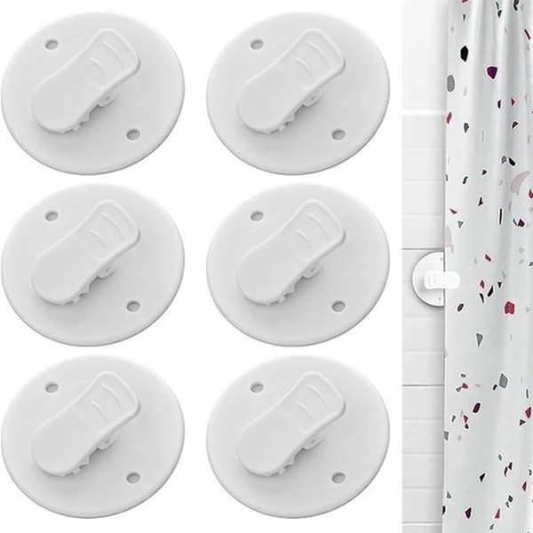 10-pack självhäftande vindtäta duschdraperiklämmor - vit