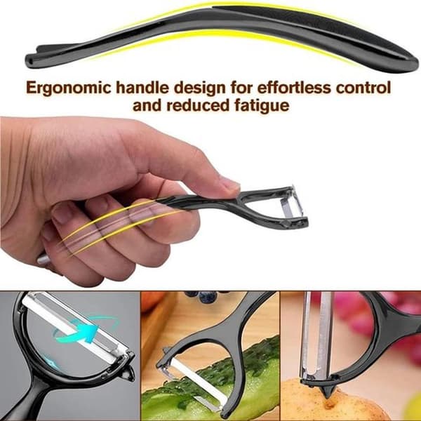 Peeler, premium Y-shaped stainless steel rotating vegetable knife with sharp blade and non-slip handle
