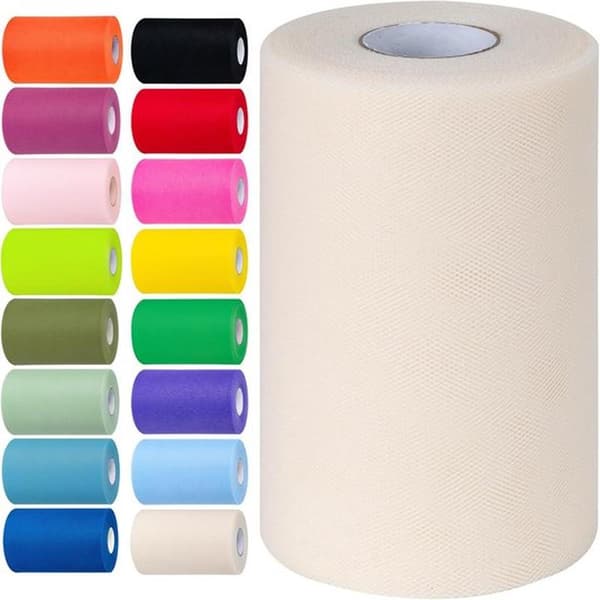 Off-White 22 m x 15 cm Tulle Roll for Crafts and Party Decorations
