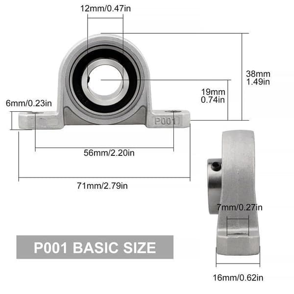 4 stycken blocklager, kullager, zinklegeringslager, med solid gjutjärnsbas (storlek: 12 mm)