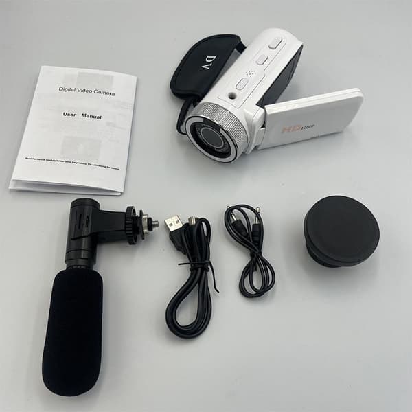 HD-digitalkamera med vidvinkelobjektiv Hvid