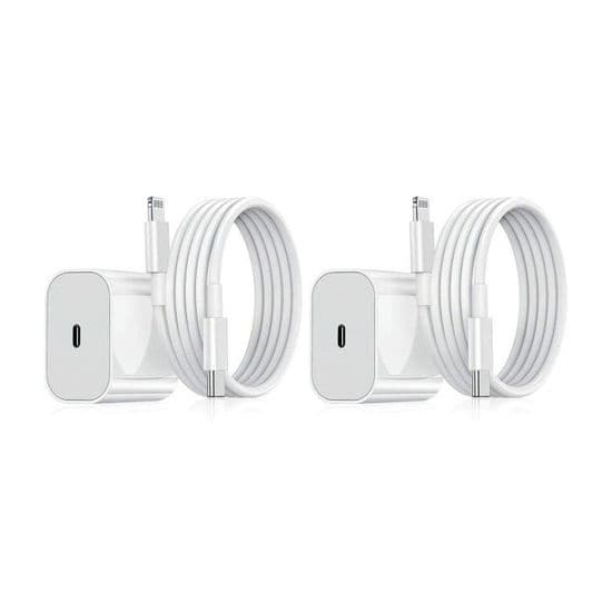 2-pack - iPhone-laddare - Snabbladdare - Adapter + Kabel 20W Vit One Size iPhone 2-pack