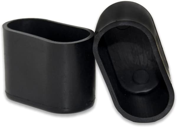 Sæt med 8 ovale bløde PVC-benkapper til stole-, bord- og møbelben, 15 x 30 mm, sort