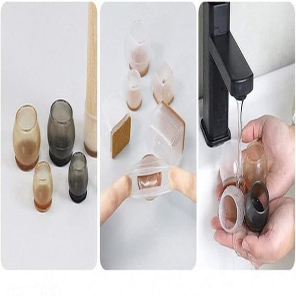 16-pack Rectangular Chair Leg Protectors with Felt Lining, Thermoplastic Rubber, Protects Against Scratches and Noise