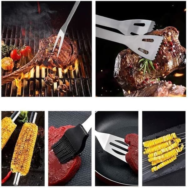 Grillredskap i rostfritt stål - Bärbart grillkit för utomhus-/camping-/trädgårdsbruk
