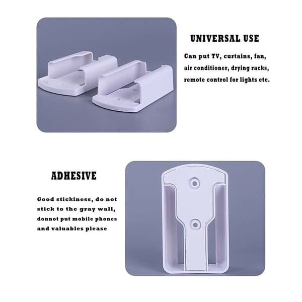Väggmonterad fjärrkontrollhållare, 2-pack - Slitstark ABS - Vit - Kompakt