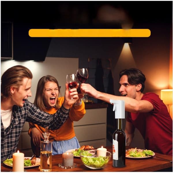 Smart sensor-driven wine dispenser USB rechargeable with touch control and adjustable four-level dosing for spirits, home bar and party White