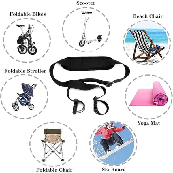 2-pack Scooter Straps, Adjustable Scooter Straps and Extra Thick Non-Slip Shoulders, Scooter Straps for Beach Chairs, Balance Bikes
