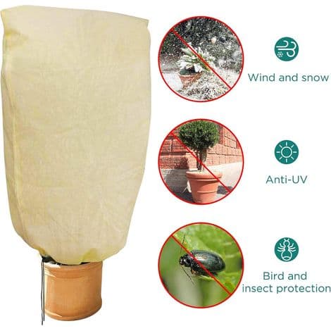 2 stk. vinterplantebeskyttelsesposer til potteplanter, beige, solid, 100 x 80 cm