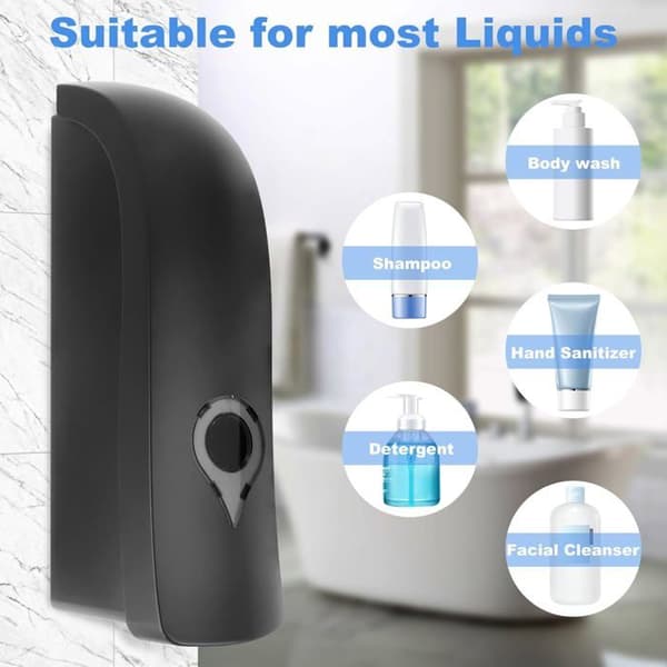 300 ml Manuell Tvåldispenser, Väggmonterad Vätsketvåldispenser med Enkelt Huvud, Schampodispenser