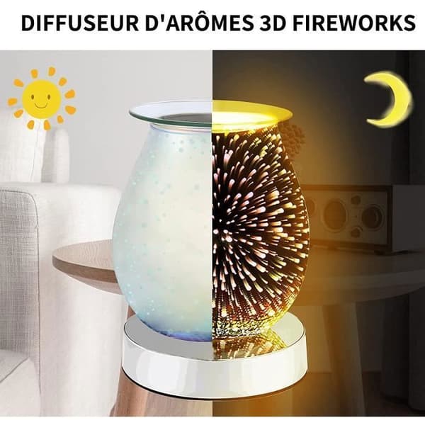 3D Aromaterapilampe - Berøringsfølsom Aromalampe - Elektrisk Vokssmelter, Oljebrenner
