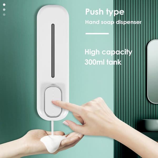 300 ml Väggmonterad Tvåldispenser, Duschgel, Manuell Tvåldispenser, Duschschampo, Borrfri Tvåldispenser