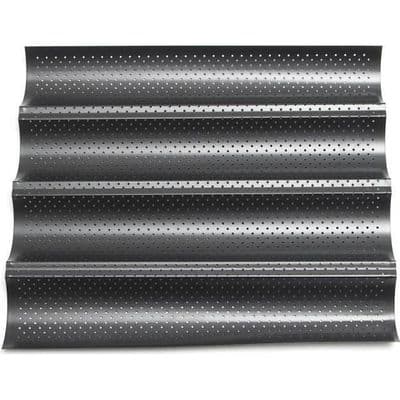Bageform til baguette franskbrød, non-stick, bølgeformet, sort