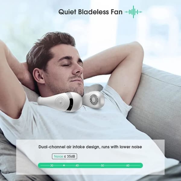 Bærbar ventilator - 3 hastigheder - 5000 mAh - USB genopladelig - Stille