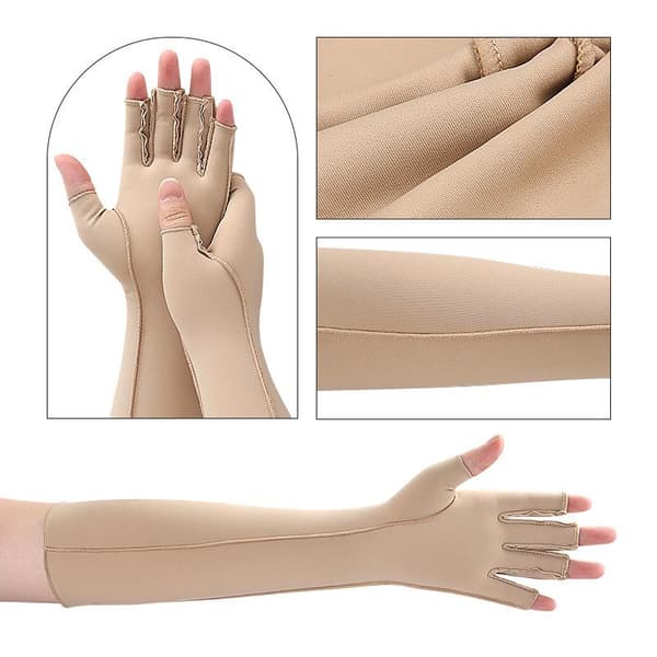 Long Compression Gloves with Half-Finger Design Yellow