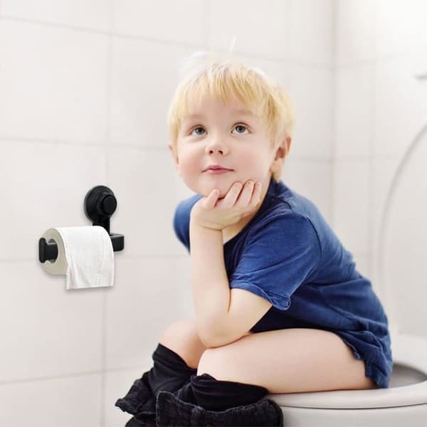 Sort toiletpapirholder - Selvklæbende - Plastik - 17L x 8W cm