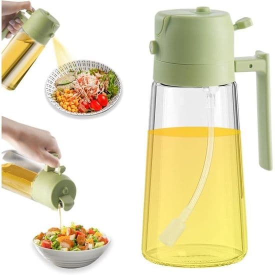 2-i-1 olivoljedispenser och sprayflaska, premium glasflaska, 470 ml