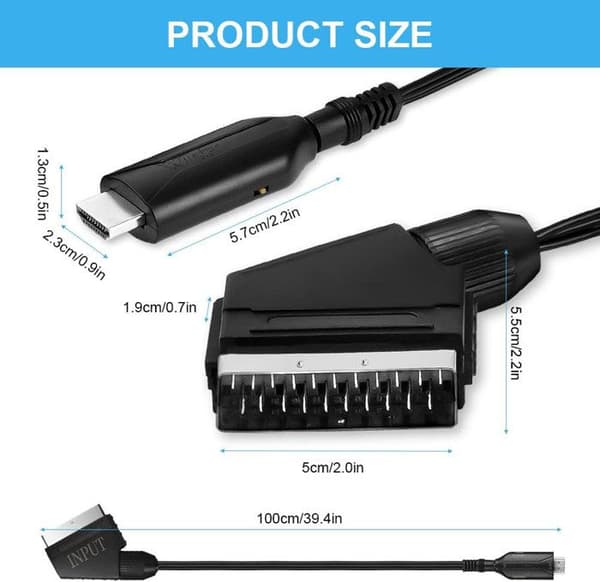 SCART til HDMI-adapter, lyd/video til Sky Blu-Ray STB VHS DVD-afspiller, Xbox PS3