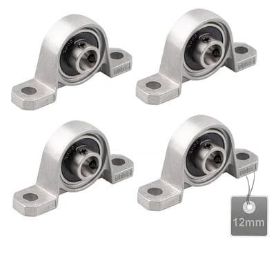 4 stycken blocklager, kullager, zinklegeringslager, med solid gjutjärnsbas (storlek: 12 mm)