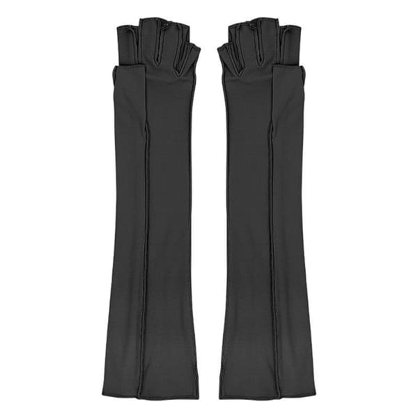 Long Compression Gloves with Half-Finger Design Yellow