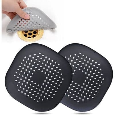 Hårfångare Fyrkantig Avloppsplugg - Silikon - Sugkopp - 2-pack