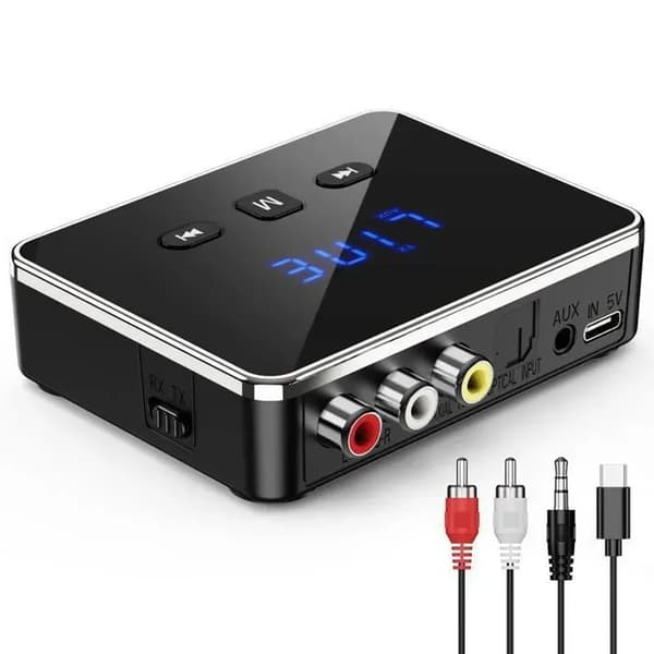 2-i-1 Bluetooth lydadapter (sender/mottaker) - Bluetooth 5.4 - 10m rekkevidde - 200mAh batteri